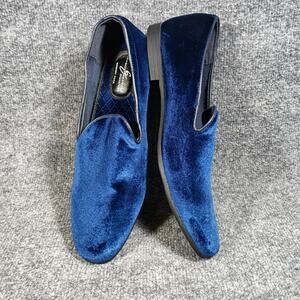 Giorgio Brutini Men Dress Loafers Size 10 Royal Blue Velvet Slip On Formal